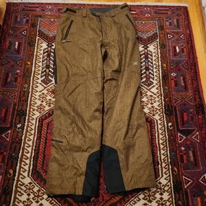 Men's Large CloudVeil Brown Snow Pants Primaloft Insulated Lined Snap Hems
